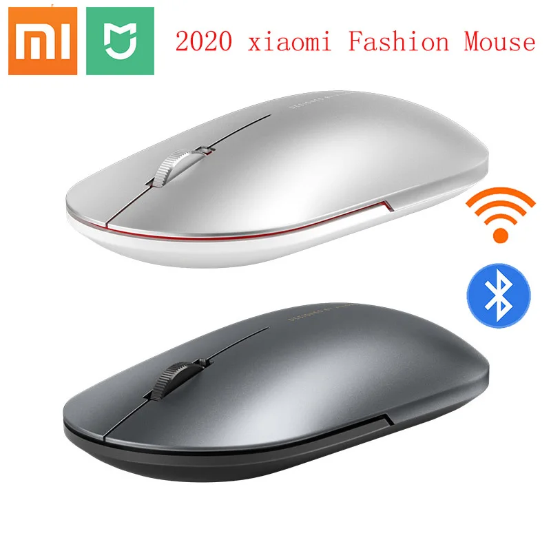 Moda sem Fio Óptico de Metal Mais Novo Xiaomi Bluetooth Mouse mi Mouses 1000dpi 2.4 Ghz Wifi Ligação Portátil
