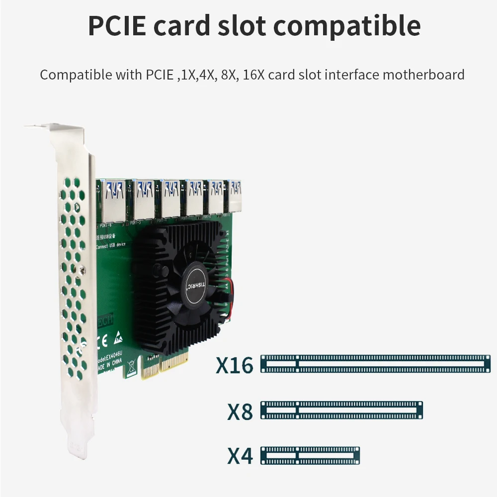 TISHRIC PCI Express Multiplier E 1X 16X Hub PCIE 1 To 4/5/6/7 Ports USB 3.0 Riser GPU Mining For Video Card | Компьютеры и офис