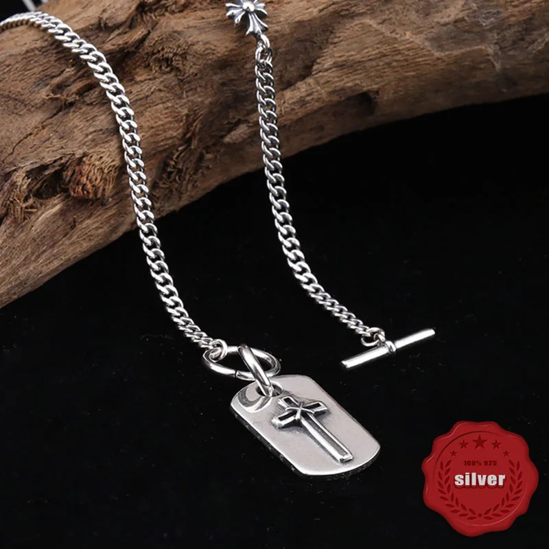 

40060 S925 Sterling Silver Necklace Personality Fashion Net Red Simple Temperament All-match Cross Style Jewelry