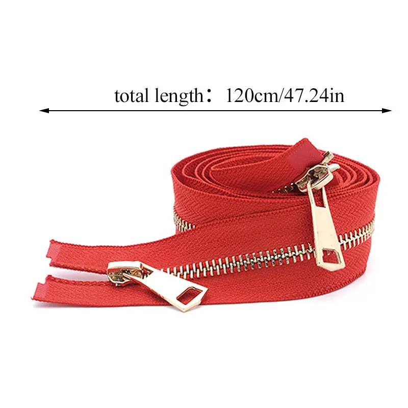 

Double-slider Long Open-end Zip Down Jacket Coat DIY Garment Sewing Accessories Tailor Tools 120cm Solid Color Metal Zippers