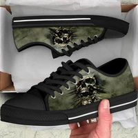 elviswords fashion skull design leisure comfortable lace up vulcanized shoes for women classic high top ladies sneakers footwear