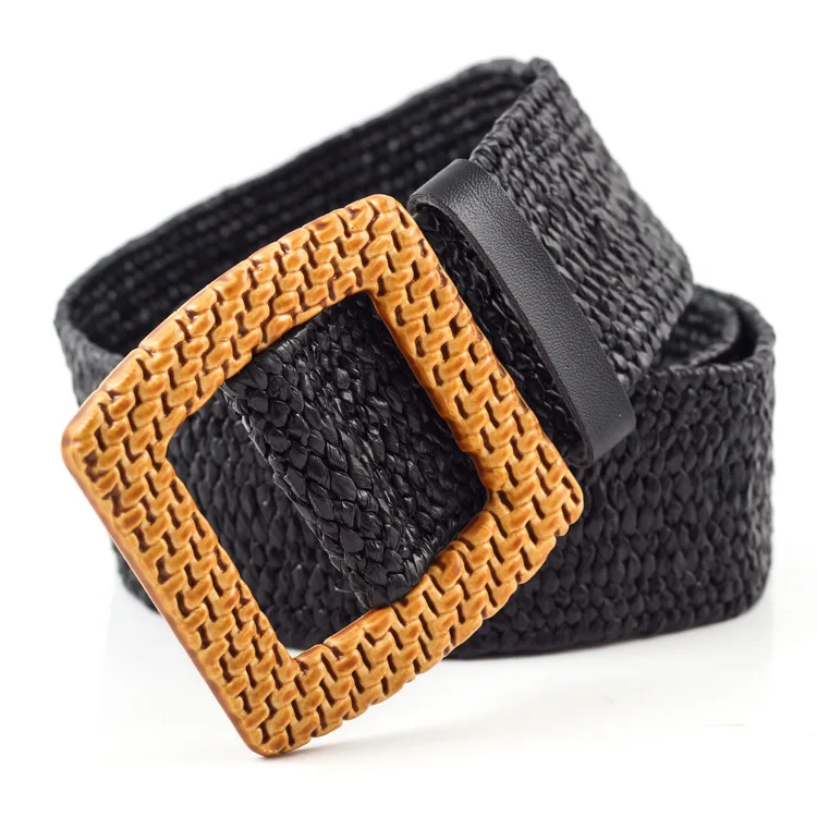 Женский вязаный восковой шнур широкий эластичный ремень Женская винтажная