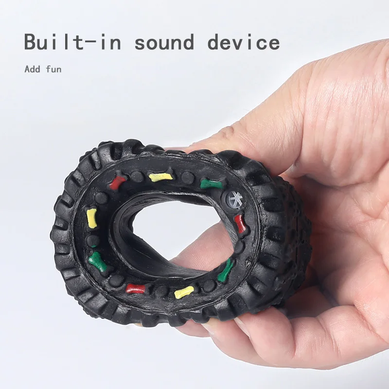 

Mini Elasticity Tire Dog Cat Toy Squeak Sound Chew Treat Holder Funny Puppy Training molar Toys Dog Interactive Pet Supplies