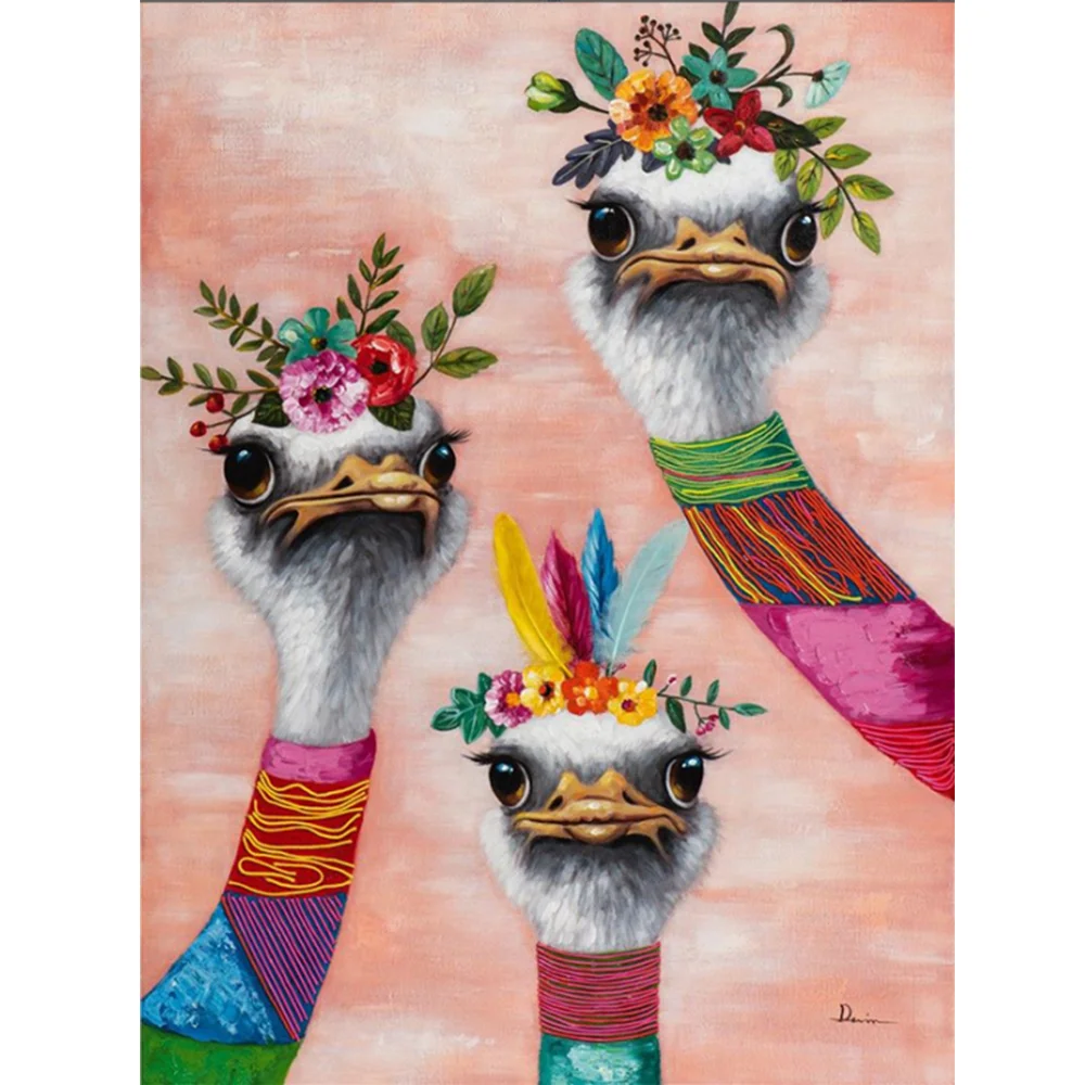 

Цветочная Страусиная краска с номерами абстрактные животные цифровая Краска декоративные картины на холсте по номерам и кисточкам домашни...