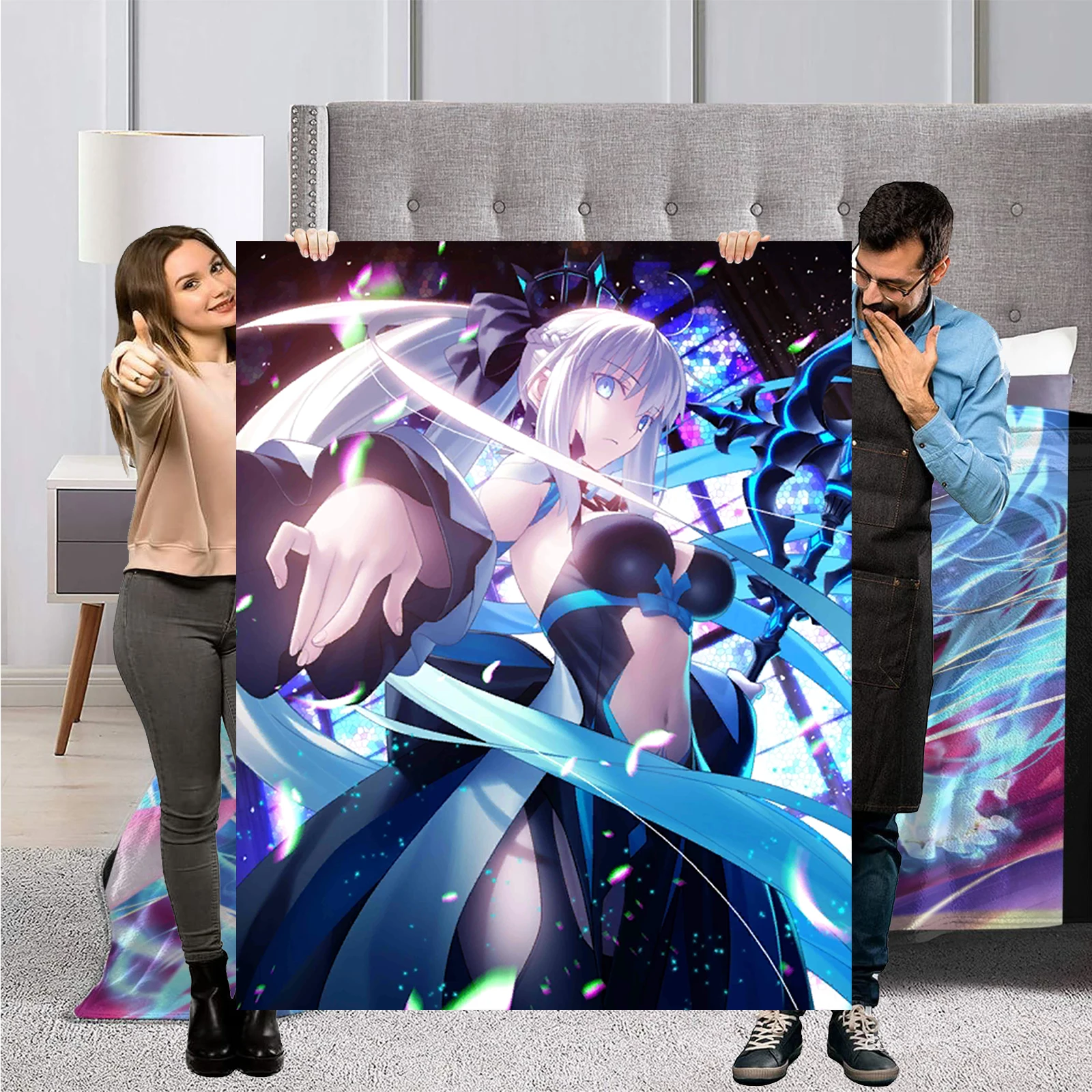 

Fate Grand Order Poster Fleece Blanket FGO Throws Morgan Merch Hentai Anime Sexy Cosplay Blanket For Home Bedroom Living Room