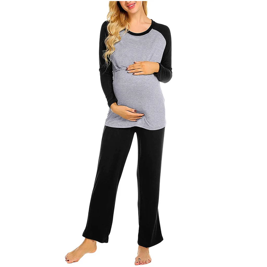 

Pyjama Set Voor Vrouwen Lente Zwangere Pak Mooie Borstvoeding Kleding Lange Mouw Nachtkleding Herfst Moederschap Pijamas Pak