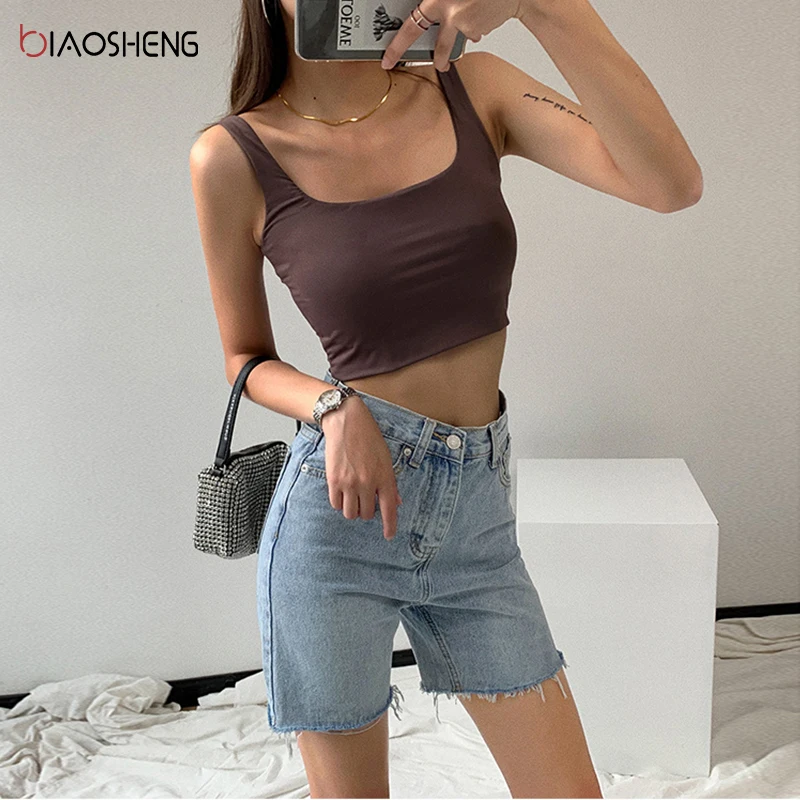 

Denim Shorts Women 2021 New High Waist Summer Harajuku Blue Shorts Casual Basic Elegant Fashion Y2k Shorts Korean Style