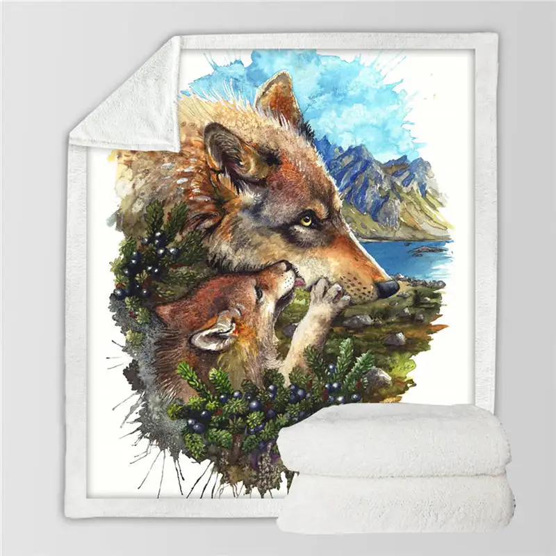 Wolf Cub Mother Волк воин SunimaArt кровати одеяло мягкий шерпа Флисовое одеяло плюшевое постельное белье Хранитель снов с изображением волков пледы одеяло cobertor - Цвет: Wolf Cub Mother
