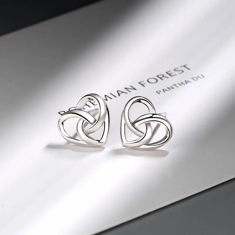 

XIYANIKE 925 Sterling Silver Korean Style Simple Hollow Heart-shaped Stud Earrings For Women Prevent Allergy Jewelry Accessories