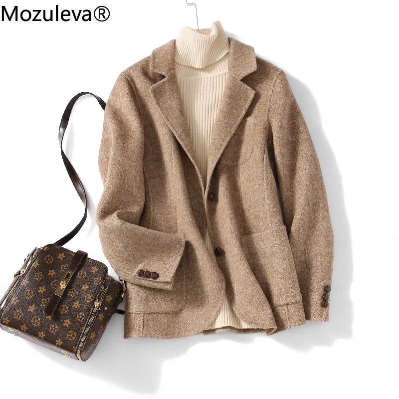 

Mozuleva High Quality Double Sided Wool Coat Women Autumn Winter Japanese Style Loose Long Woolen Coat Hand-Stitched Outwear