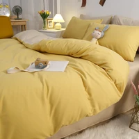 yellow minimalist youthful fashion home textile duvet cover bed sheet pillow case single double queen king for home bedding set