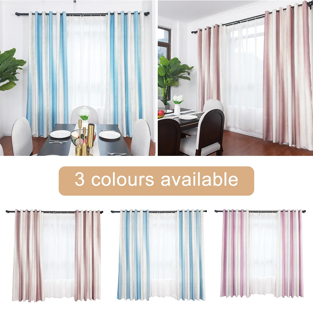 Скандинавские Инс синие полосатые затемненные Занавески Из Органзы отвесные