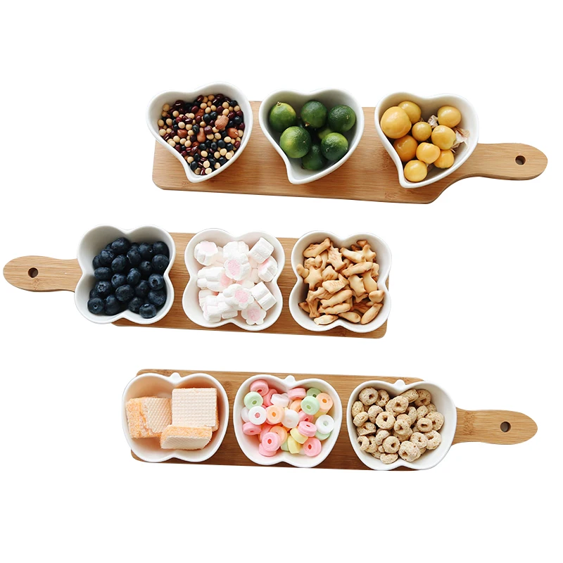 

New Japanese-style fruit platter ceramic combination multi-grid dried fruit snacks snack nut tray with tray WF5301148
