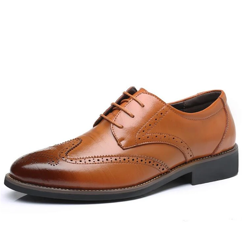 Мужские повседневные кожаные туфли коричневые оксфорды на плоской подошве