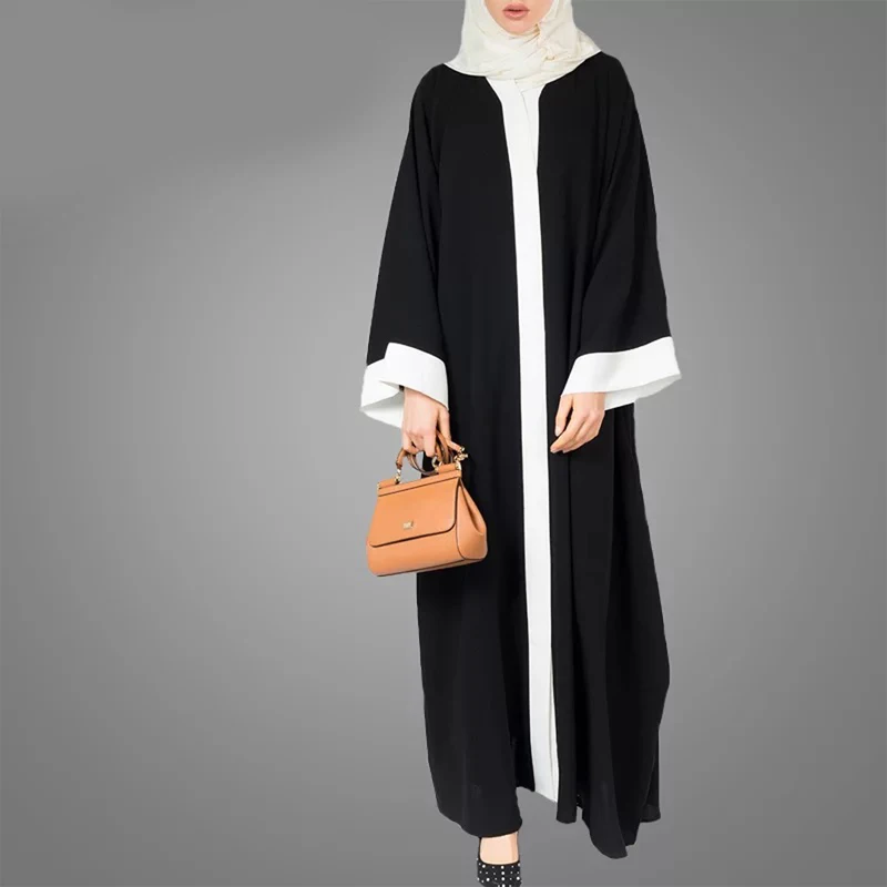 

Linen Muslim Women Sleeve Long Dress Dubai Turkey Humble Solid Color