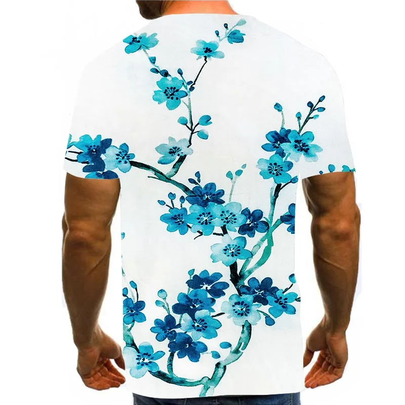 

Men's Chinese Shirt 3D Print T-Shirt Summer Floral Graphic Tees Pattern Tops