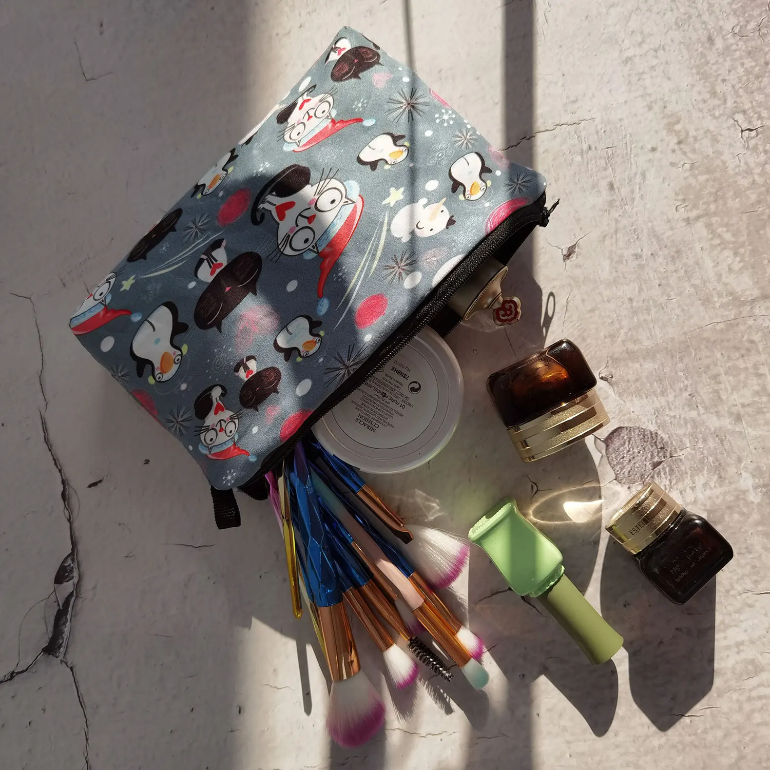 

Lovely Printed Cat Cosmetics Organizer Bag Fashion Women Makeup Bag for Trip Hot Sale Storage Bag for Kids Small Pencil Cases