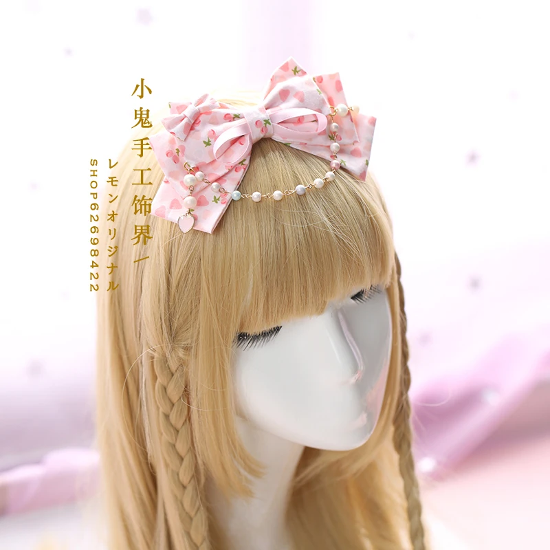 Японское кимоно Вишневый кружевной бант Kawaii Кролик ободок для головы наголовный обруч Милые Женские Розовые заколки с орнаментом аксессуары для волос