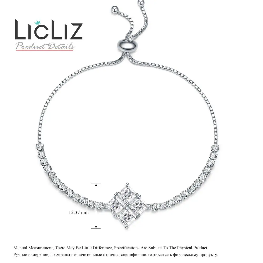 LicLiz,, модные, Роскошные, геометрические, цветочные, очаровательные, регулируемые браслеты для женщин, циркон, белое золото, коробка, цепь, ювелирное изделие, LUB0207 - Окраска металла: 203