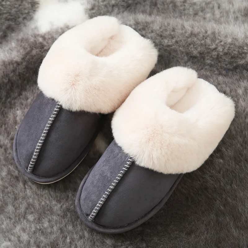 

Women's Winter Cotton Slippers Slip-on Short Plush Warm Non-Slip Female House Shoes Comfortable Leisure Indoors Ladies Footwear