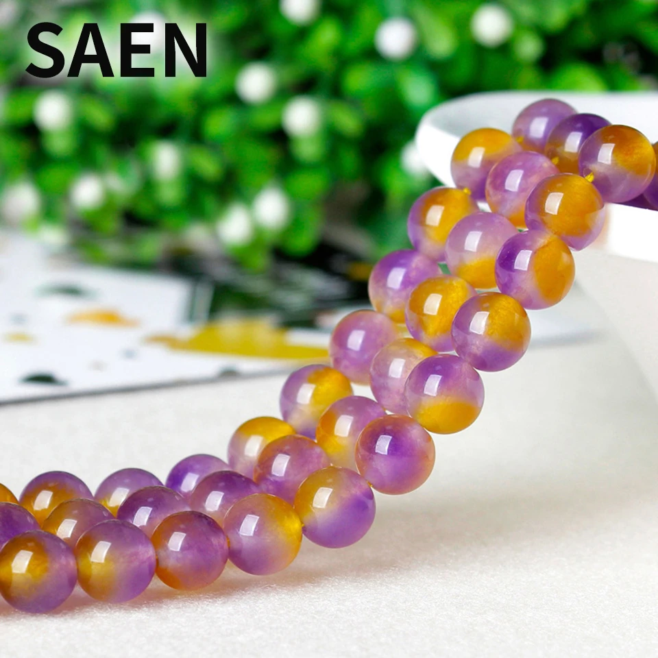 

SAEN Wholesale Natural crystal Natural Stone Round Beads For Jewelry Making manual DIY Bracelet Necklace 4 6 8 10 12 mm