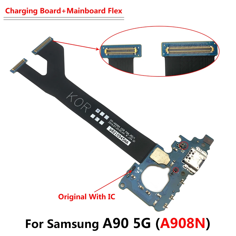 

5pcs/lot Original New USB Charging Connector Board With Main Flex Cable For Samsung A90 5G A908B A908N Charging Port Connector