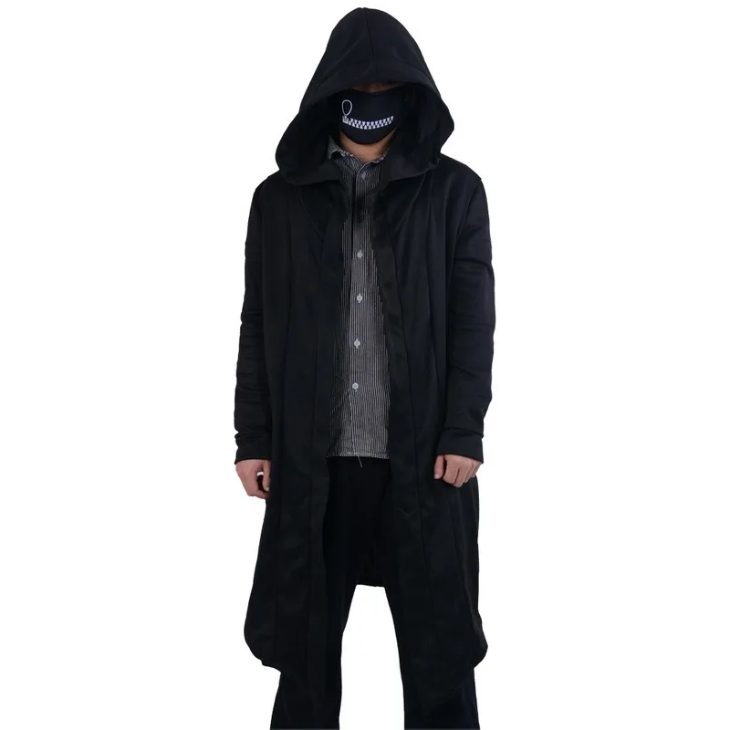 

Men Hooded Sweatshirts Hip Long Hoodies Cardigan Fashion long Sleeves Cloak Jackets Coats Outwear Top