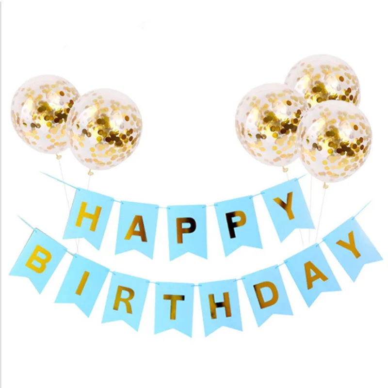 1set Happy Birthday Letter Banner Rose Gold Confetti Helium Balloons Baby Shower Decorations Boy Girl Kids Gift Party Favors SW - купить по