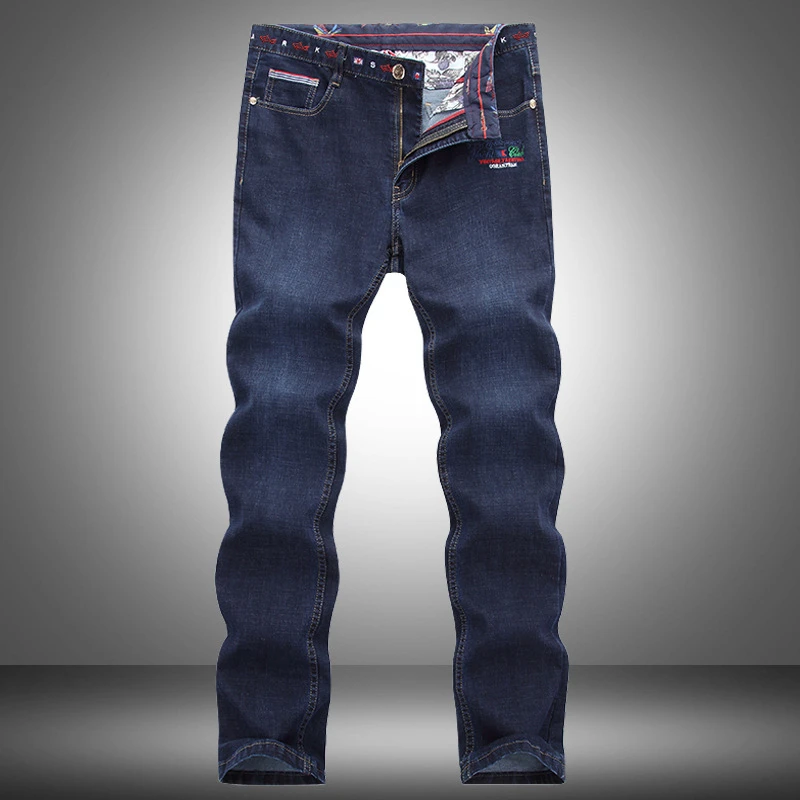 

Fashion 2021 New Business Solid Thin Casual Shark Brand Pants Slim Elastic Zipper Mens Classic Straight Denim Male Long Trousers
