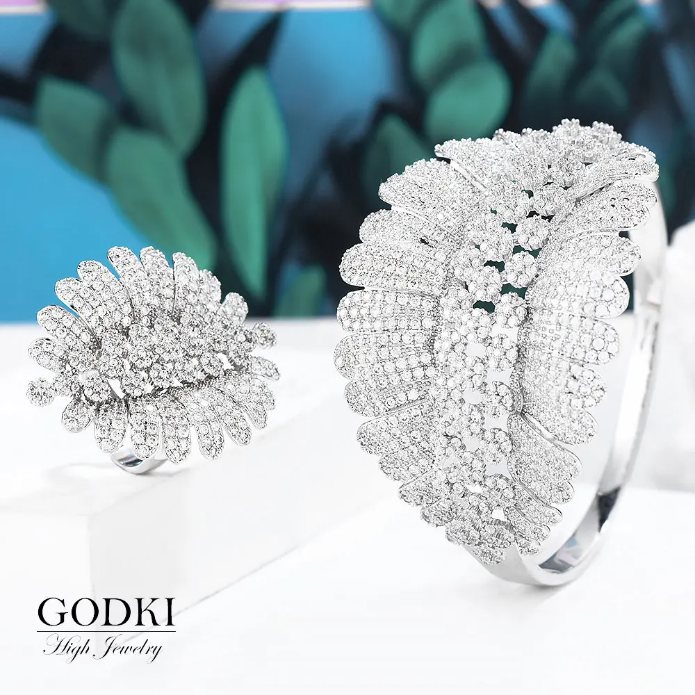 Женский свадебный браслет с фианитами GODKI комплект ювелирных украшений из