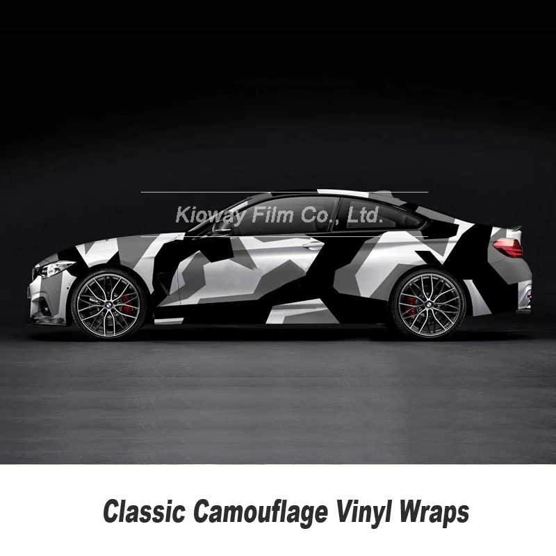 Черно серая камуфляжная Виниловая пленка для отделки автомобиля наклейка на
