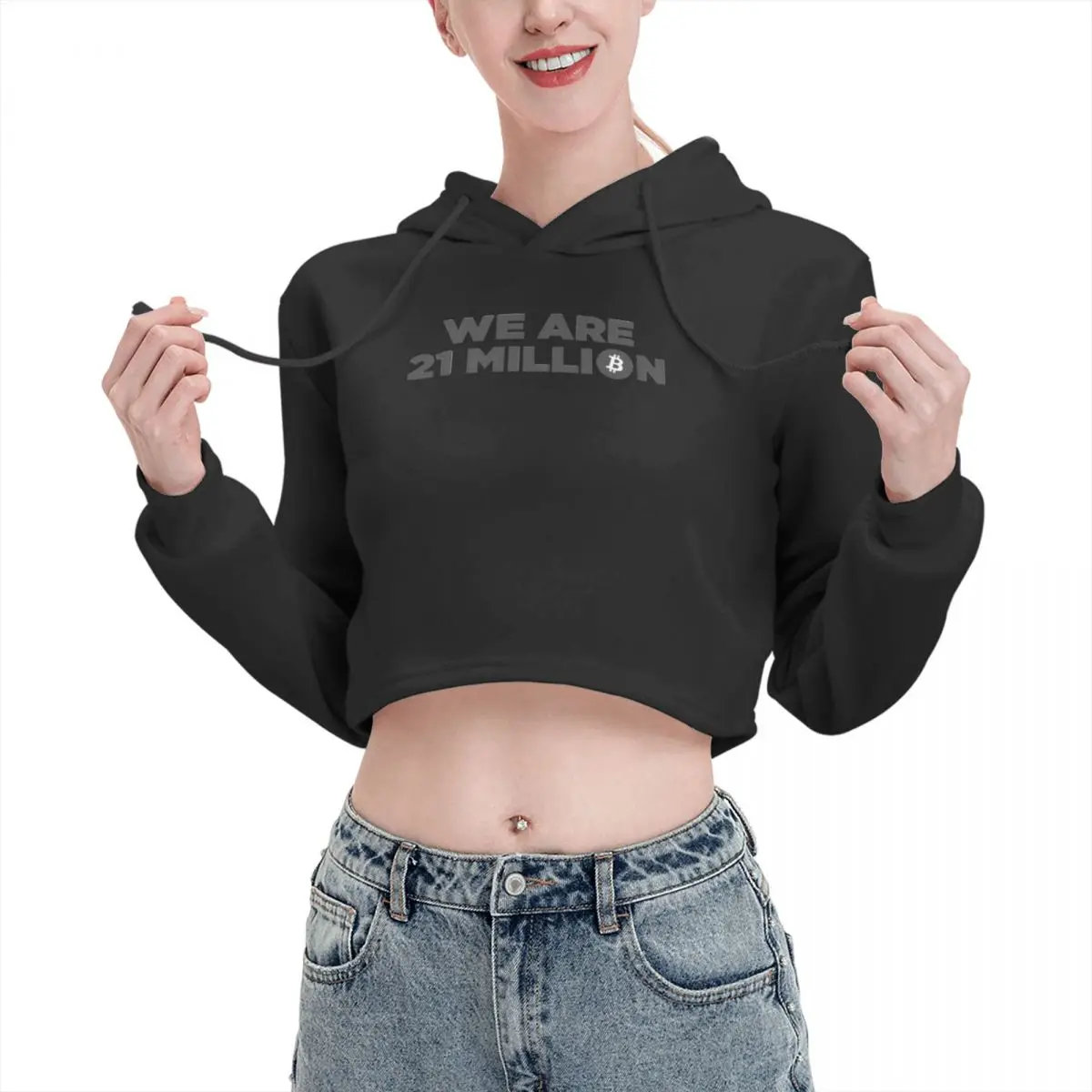 

Open navel Cat Ear Hoodie Sweater We Are 21 Million Bitcoin With hood Nerdy sexy Print Nakamoto pullover