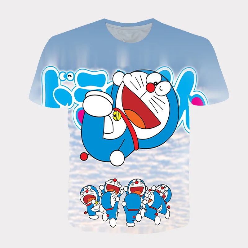 

Classic japanese cartoon 3D printed Dora cat short sleeve and polyester T-shirts for boys and girls newest children's clothings
