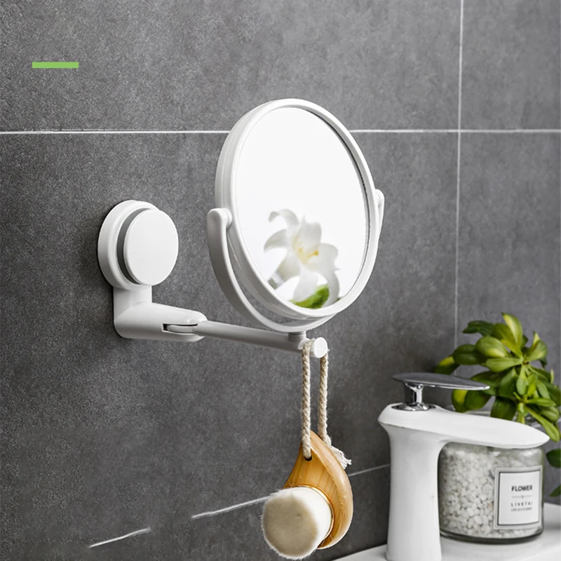 

Folding Wall Hanging Bathroom Mirror Double Side Free Punching Makeup Mirror Dormitory Magnifying Espejos Bathroom Fixture 50BM