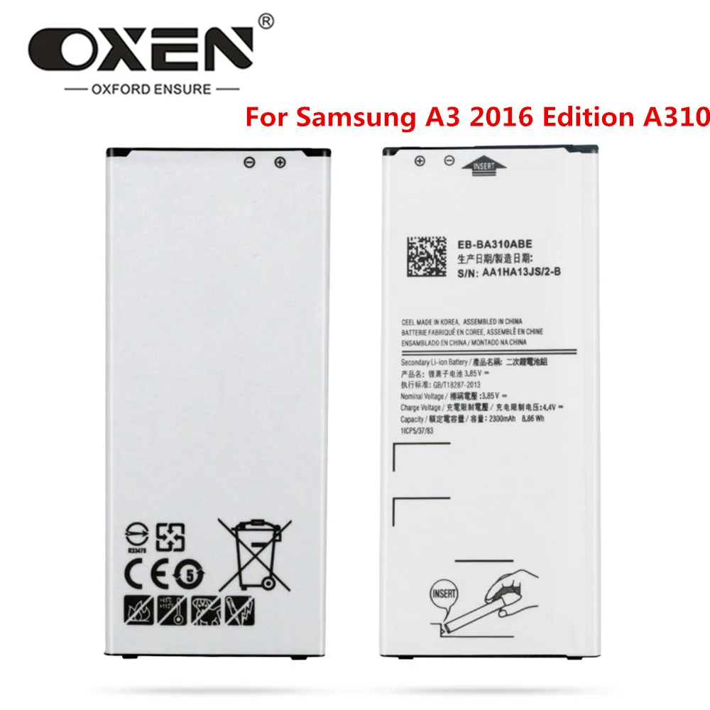 OXEN для samsung Galaxy A3 2016 Edition A310 батарея 2300 мАч Высокая емкость EB BA310ABE Замена A310F