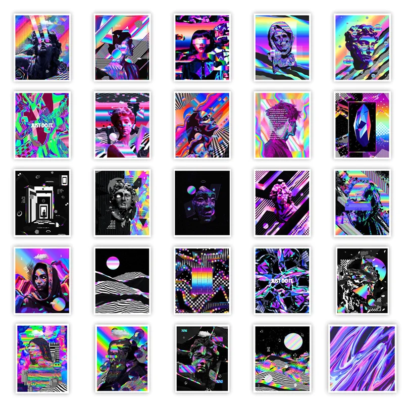 103050pcs cartoon psychedelic art aesthetic stickers graffiti decals skateboard laptop phone bike car cool toy sticker for kid free global shipping