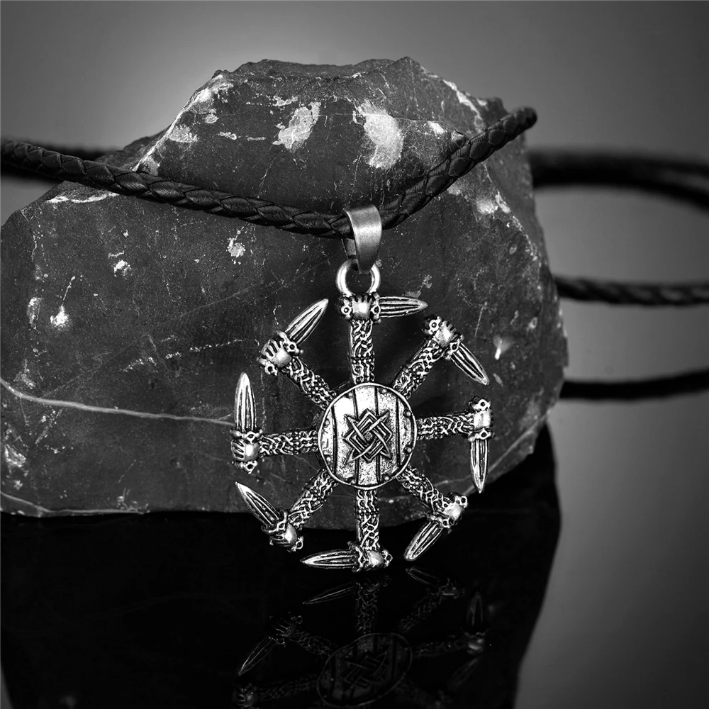 Ожерелье мужское скандинавские руны кинжал от солнца Викинг славянский талисман