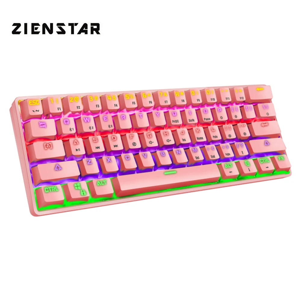 Клавиатура ZIENSTAR Механическая игровая с перезаряжаемой клавиатурой Двухрежимная