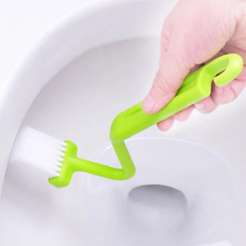 

1Pc S Shape Toilet Cleaning Brush Portable Toilet Brush Scrubber S-type Cleaner Clean Brush Bent Bowl Handle randomly sent