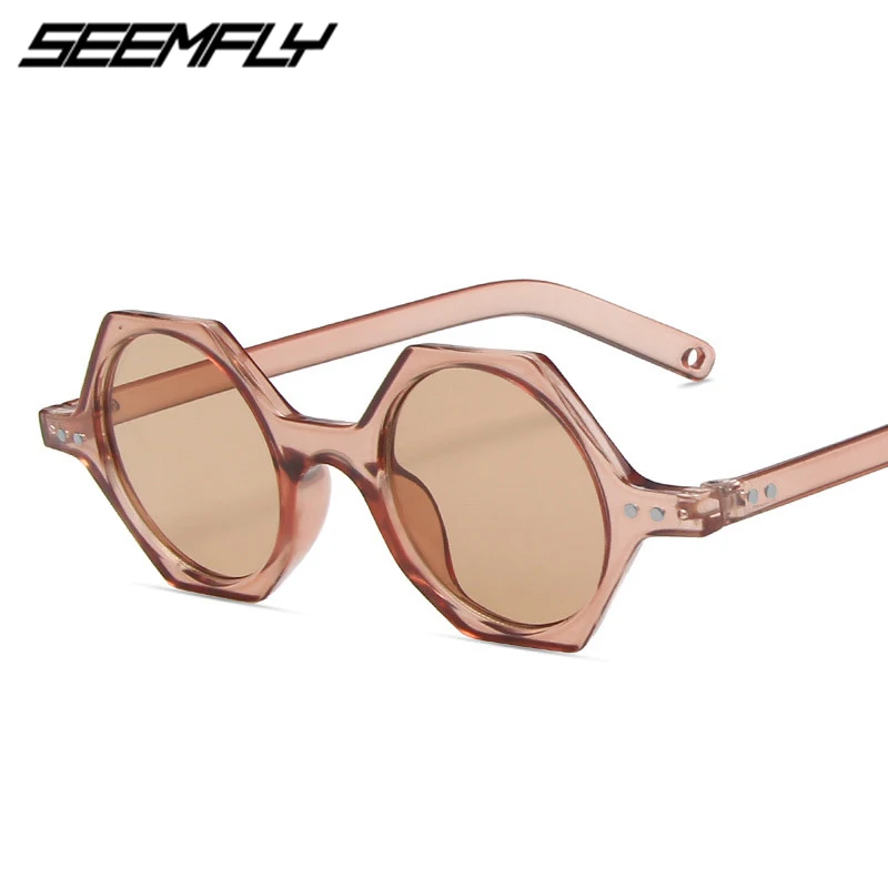 

Солнцезащитные очки Seemfly многоугольные для женщин и мужчин, винтажные Роскошные дорожные зеркальные солнечные очки карамельных цветов с за...