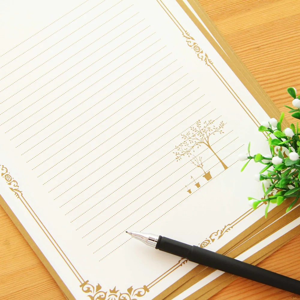 

8Pcs Kraft Paper Retro Writing Paper Vintage Letter Paper Stationery Set (2 Patterns)