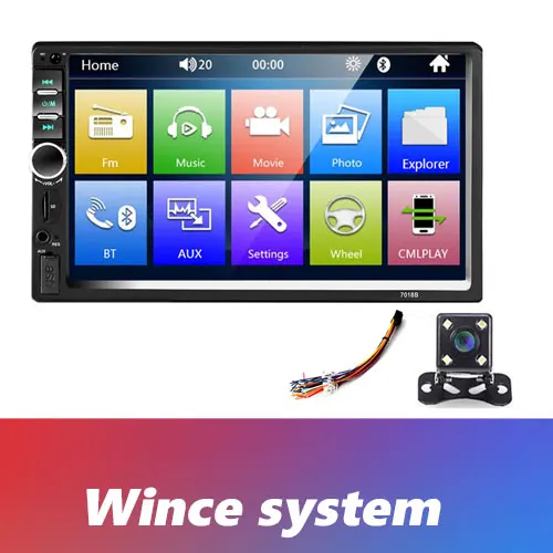 Podofo 2 din Android 8,1 автомобильный Радио gps мультимедийный плеер универсальный авто стерео видео MP5 плеер авторадио gps wifi Bluetooth FM - Цвет: With 4 LED Camera