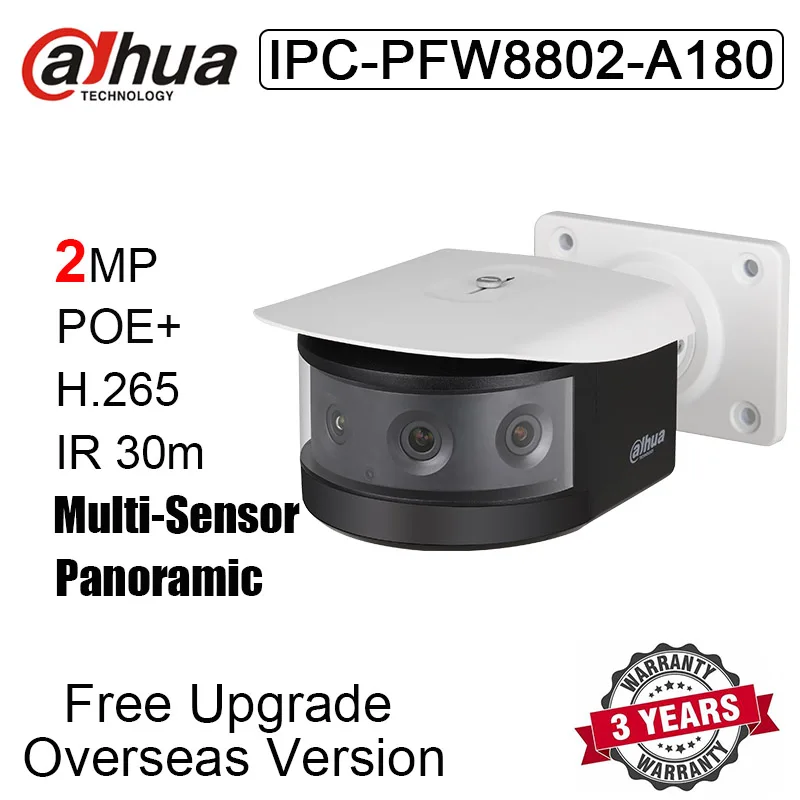 Dahua IPC PFW8802 A180 4x2MP Bullet сетевая камера с мультисенсором панорамная POE + H.265 IR 30m слот