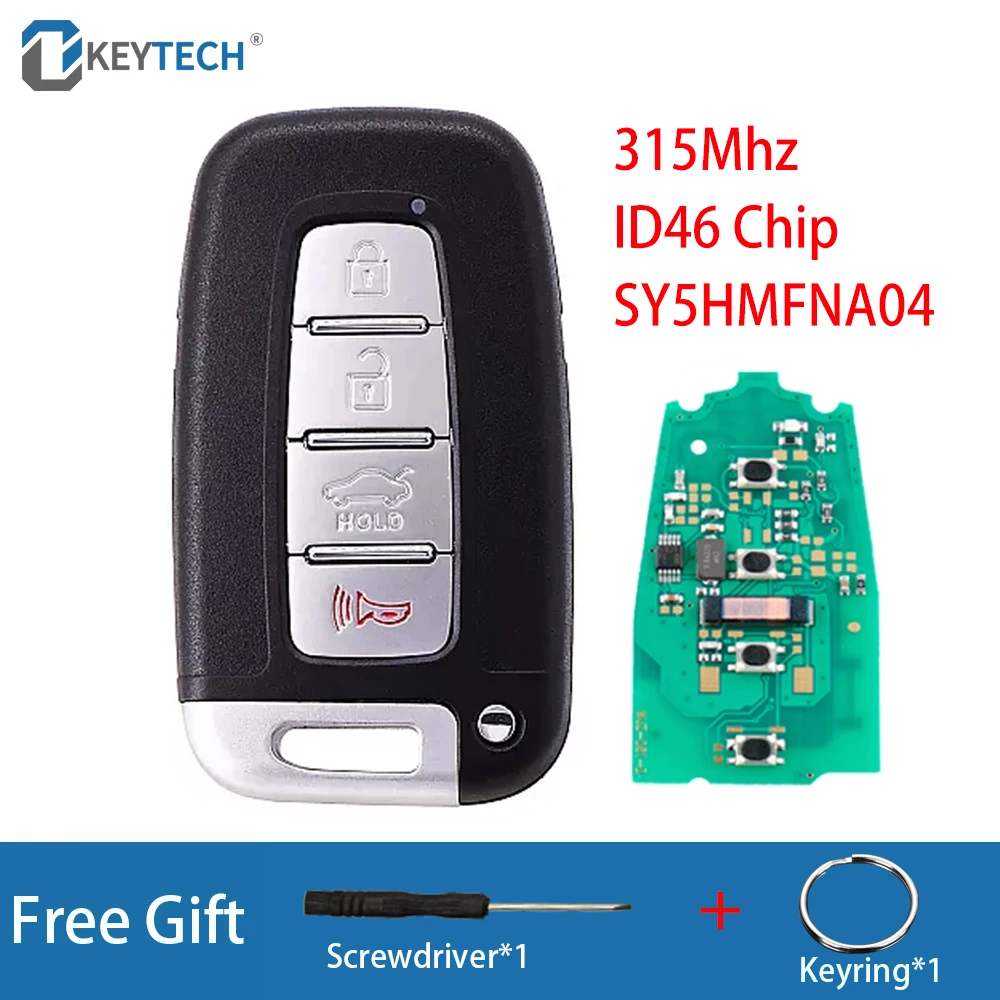 

OkeyTech 4 Buttons 315MHz Car Smart Remote Key for Hyundai Accent Getz Elantra Santa 2009-2015 ID46 Chip FCC ID: SY5HMFNA04