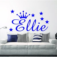 crown custom name wall stickers for kids rooms decoration sticker babys name on the wall vinyl stickers c4004