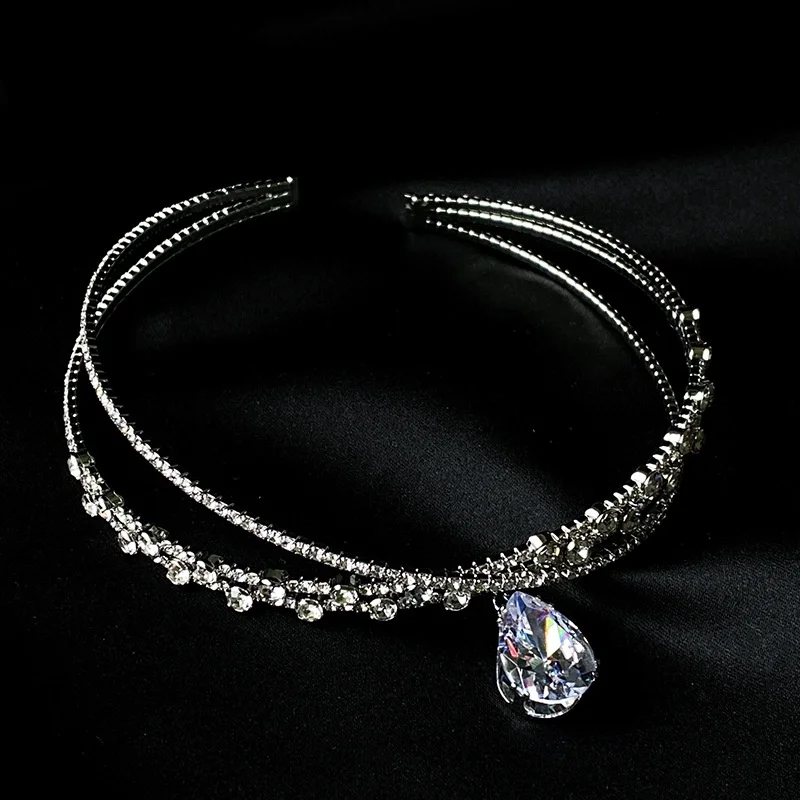 

Luxury Crown Crystal Choker Necklaces for Women Water Drop Pendant Necklaces Torques Weddings Jewelry Party Gifts 2021 New