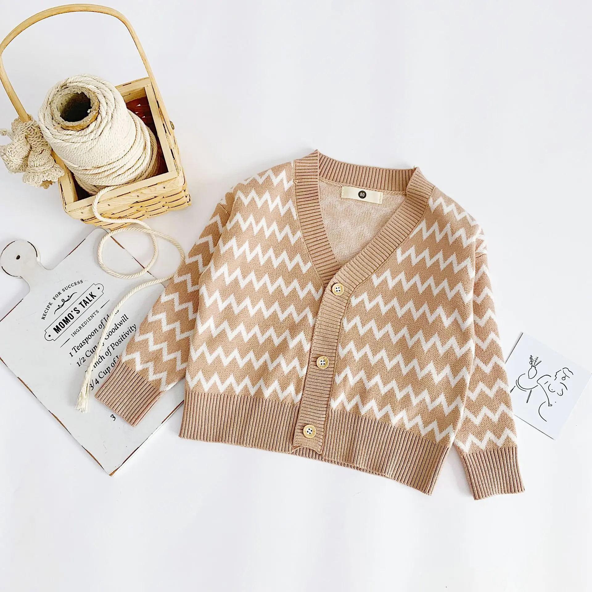 Детская одежда 19 осенний Новый Стильный вязаный кардиган для маленьких