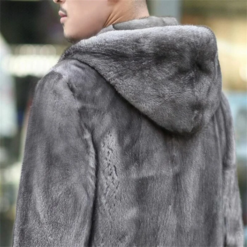 Зимняя плотная Теплая мужская одежда цельное Норковое Пальто модное пальто из