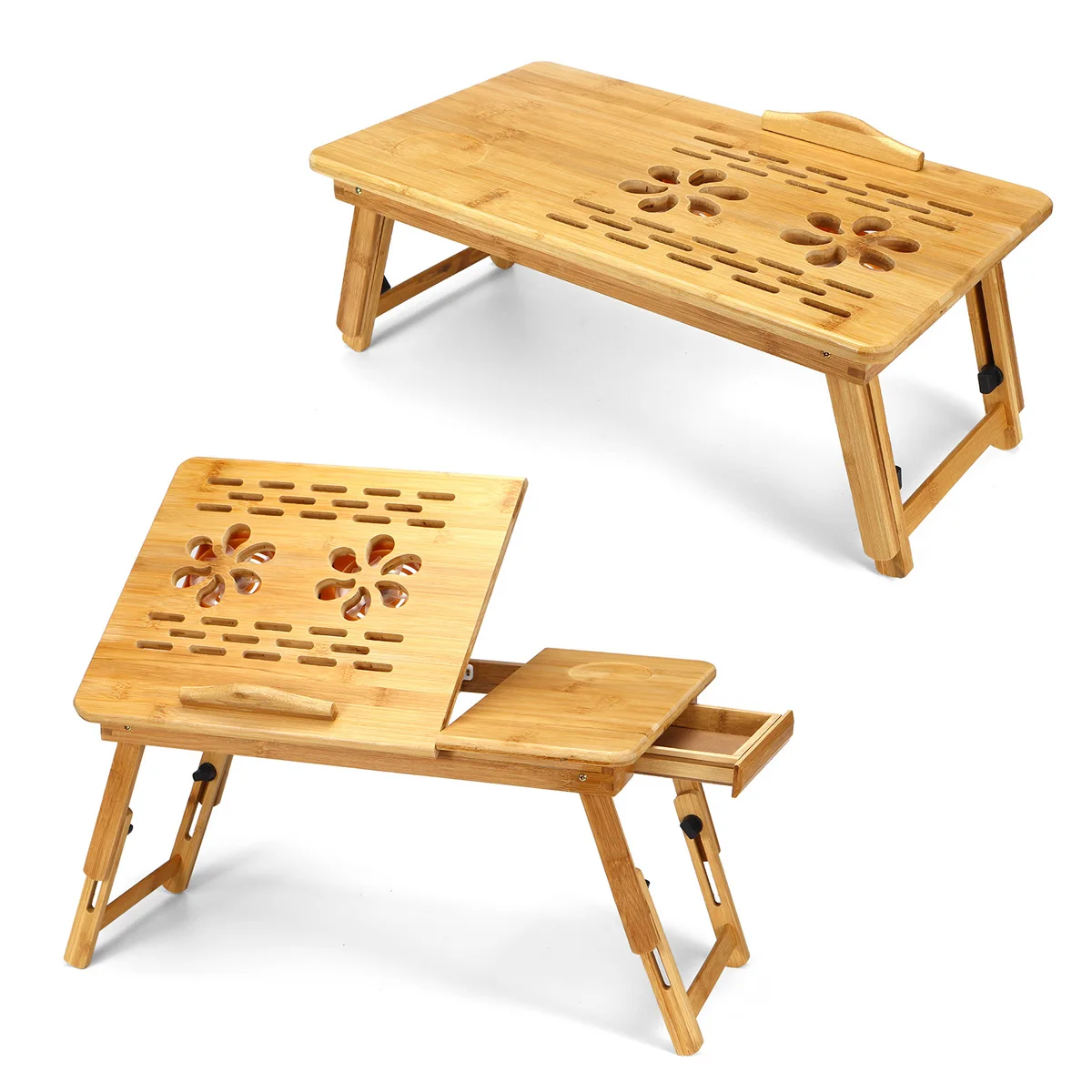 

Bamboo Folding Portable Laptop Table Sofa For Computer Notebo BosBed Office Laptop Stand Desk With Cooling Fan Bed Table