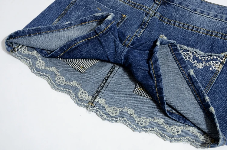 

new arrival fashion high quality Summer Big Hole Denim Short Skirt Thin Casual Shorts Skirts plus size 26-31 32 33 34 36 38 40